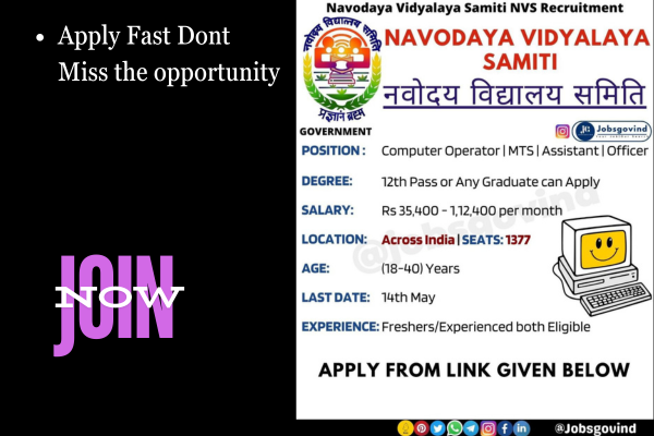 Navodaya Vidyalaya Samiti NVS Recruitment 2024